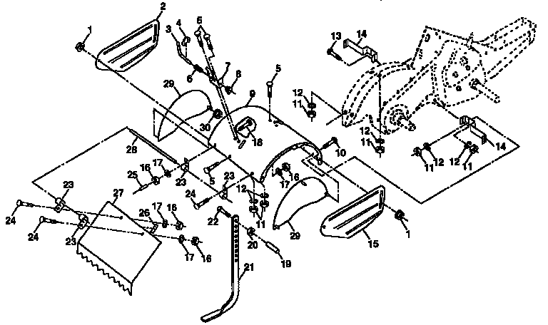 Repair parts, tine shield