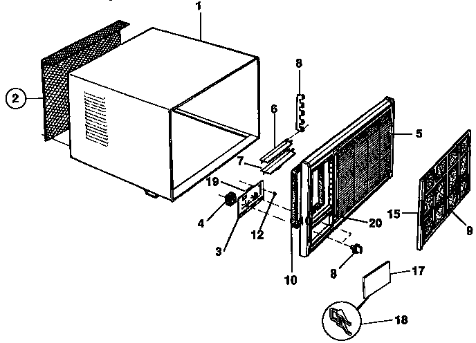 Cabinet and front panel parts