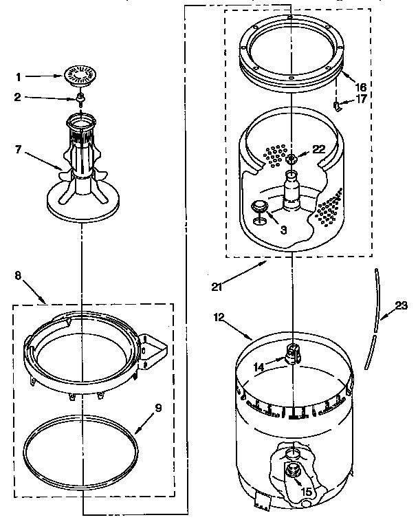 AGITATOR, BASKET AND TUB PARTS