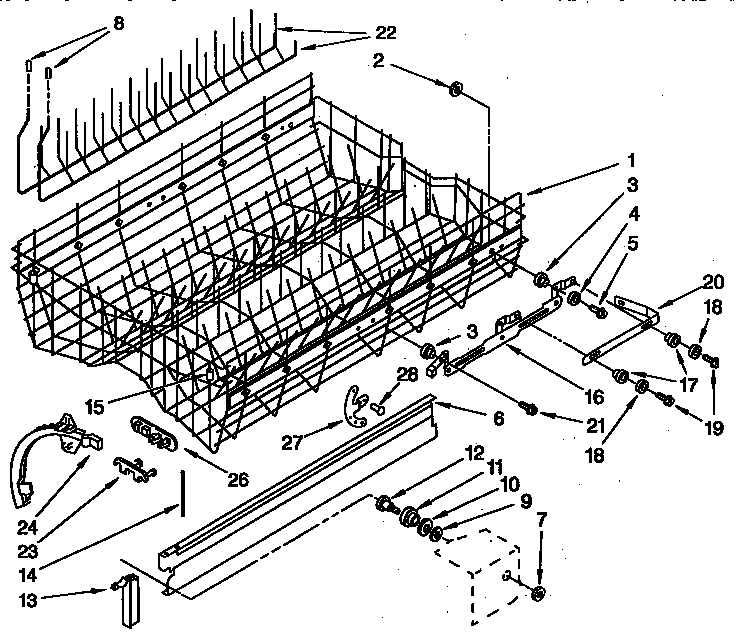 Upper rack and track parts