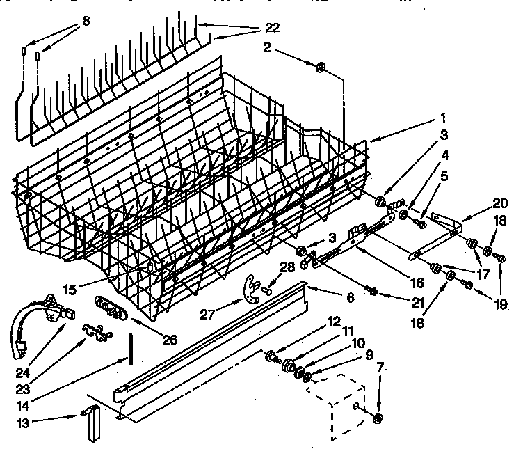 Upper rack and track parts