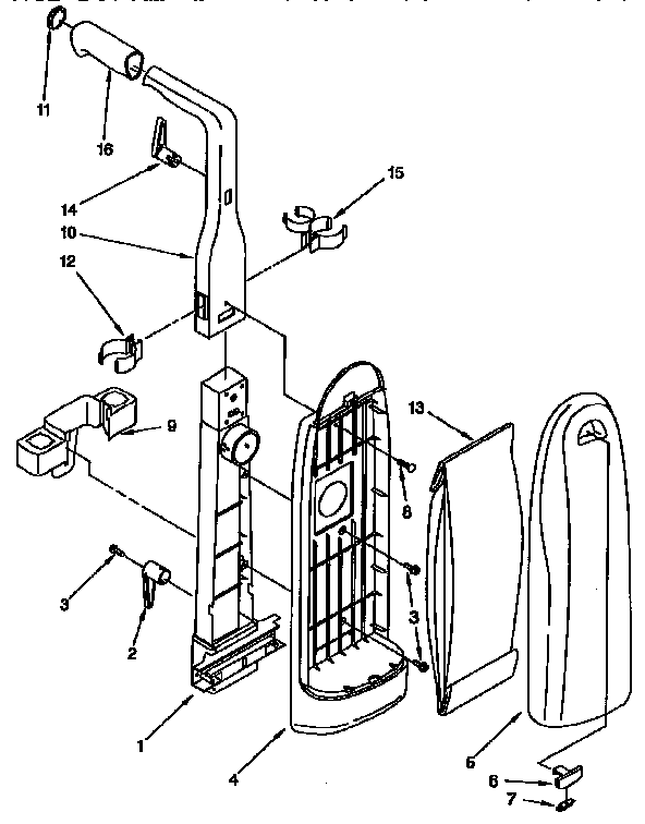 Bag housing and handle parts