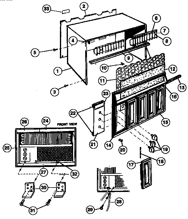 Cabinet and front panel parts