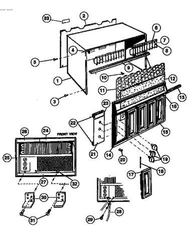 Cabinet and front panel parts