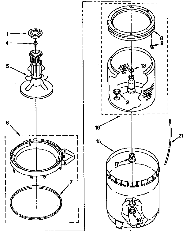 Agitator, basket and tub parts