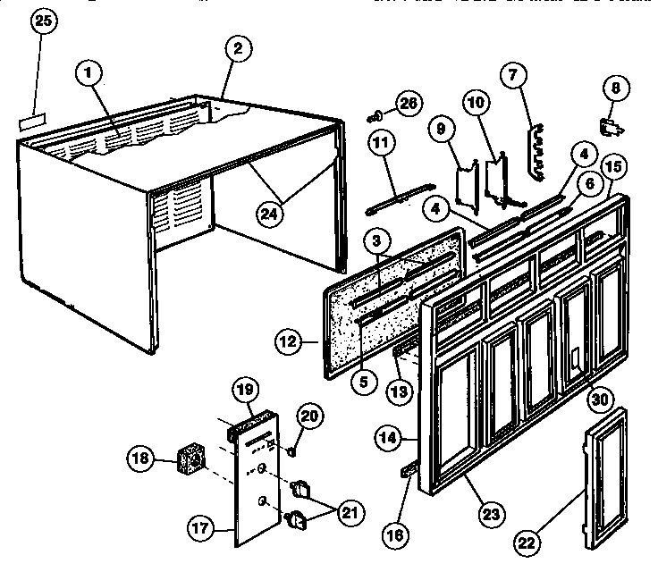 Cabinet and front panel parts