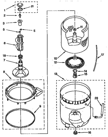 Agitator, basket and tub parts