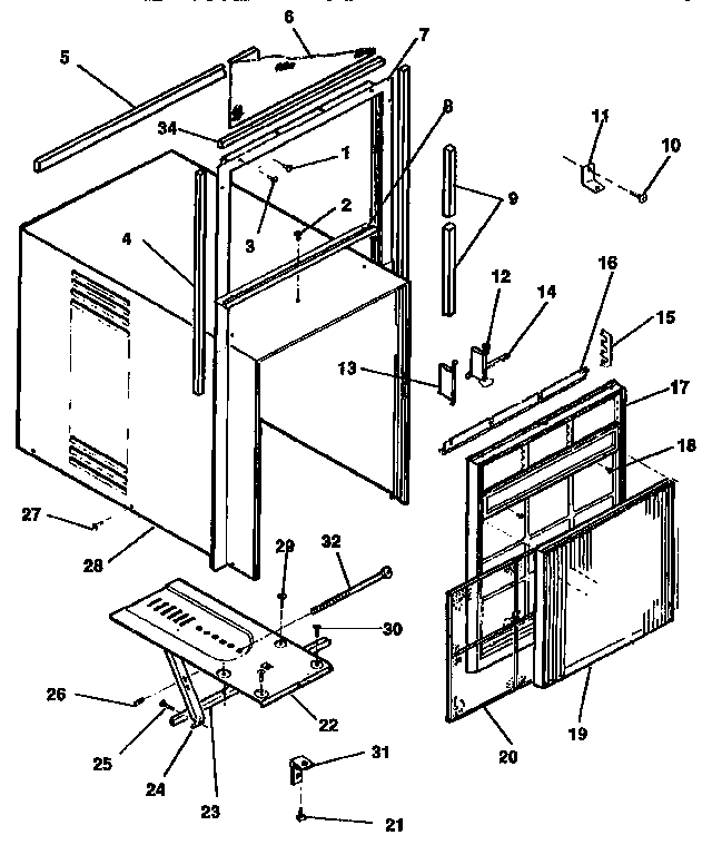 Cabinet and front panel parts