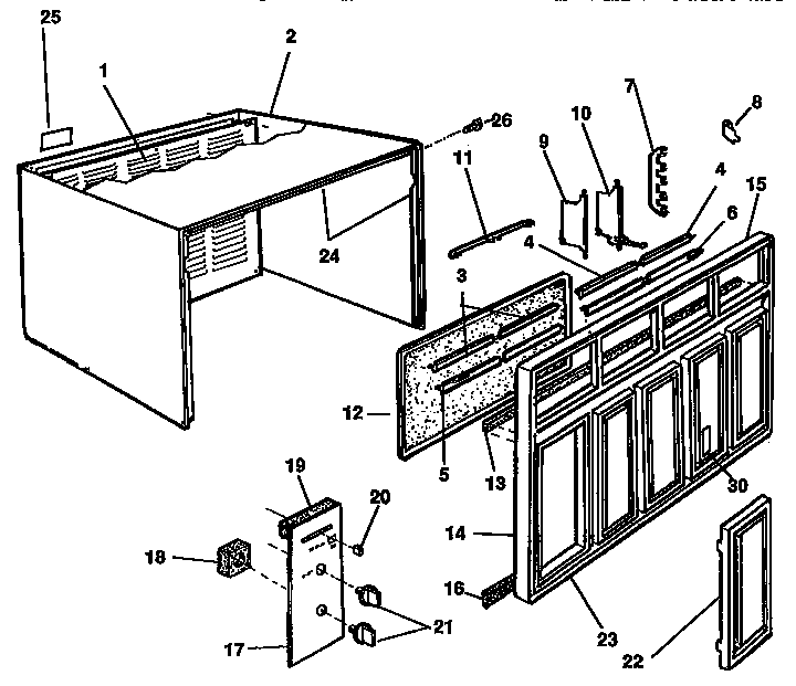 Cabinet and front panel parts