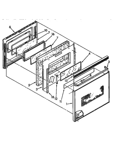 Upper oven door parts