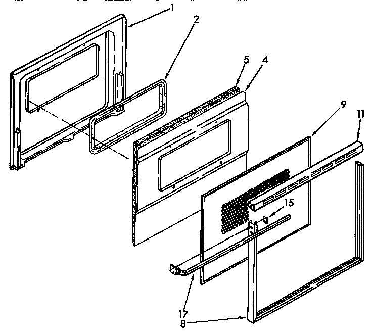 Lower oven door parts