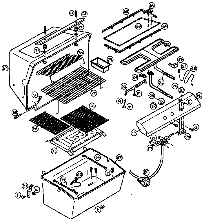 Grill and burner section
