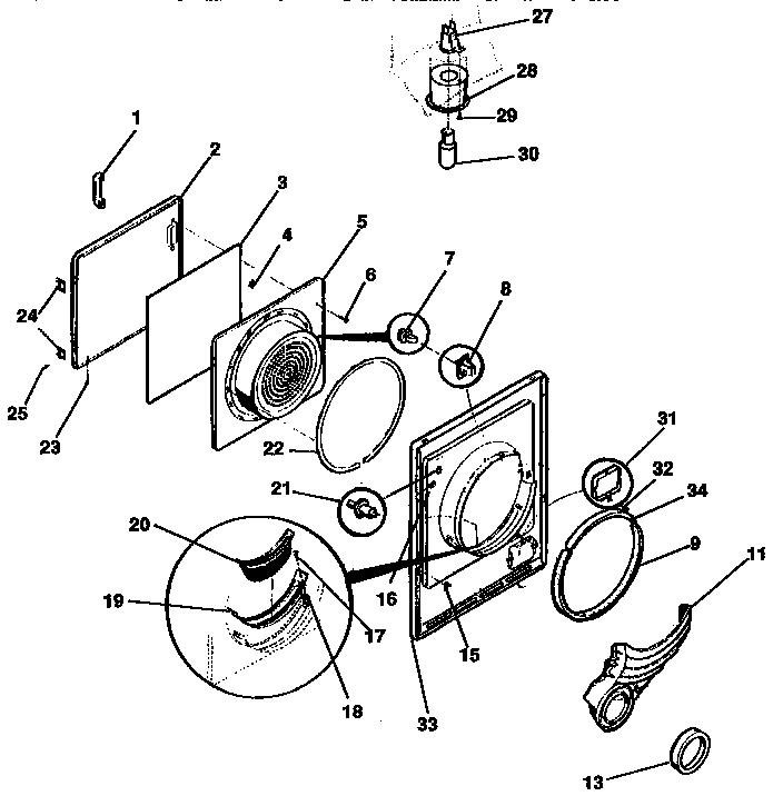 Door, front panel, lint filter