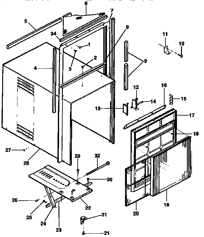 Cabinet and front parts