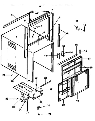 Cabinet and front parts