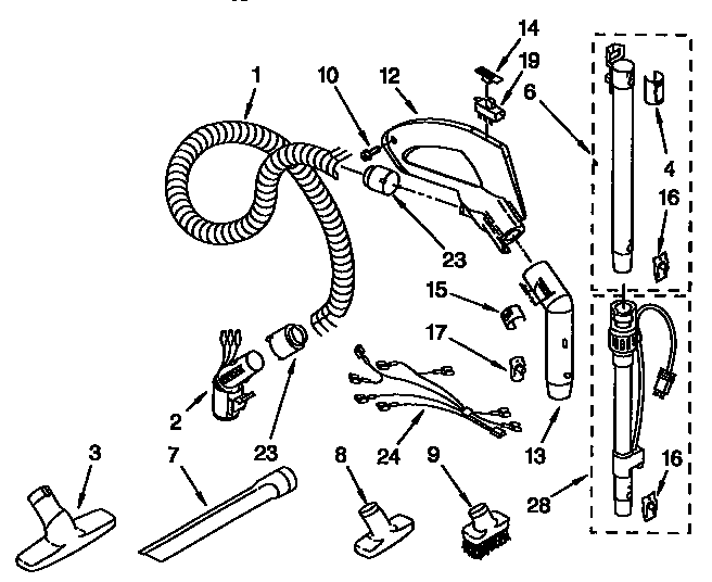 Hose and attachment parts