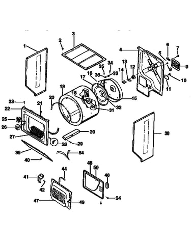 Dryer, cabinet, drum, heater
