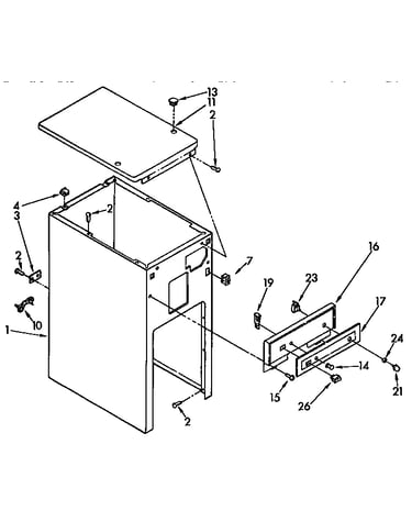 Cabinet and control parts