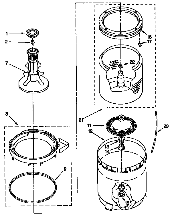 Agitator, basket and tub parts