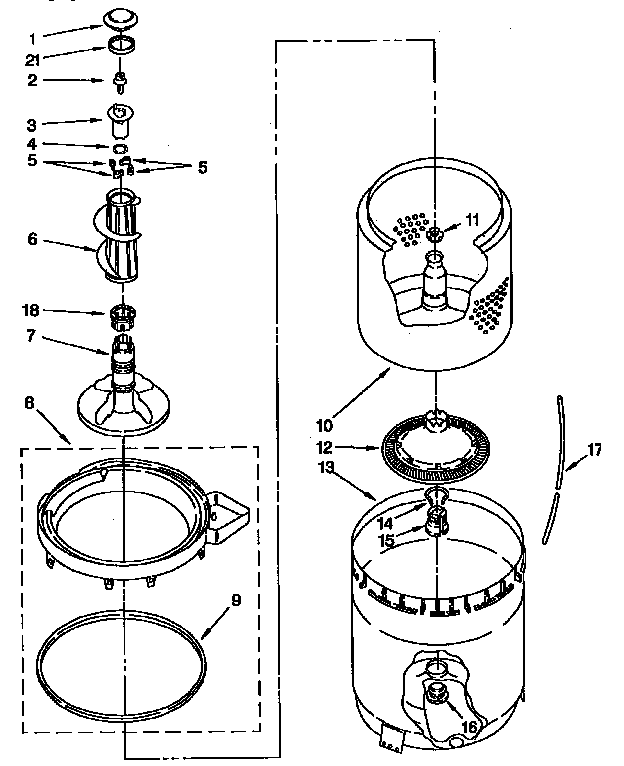 AGITATOR, BASKET AND TUB PARTS