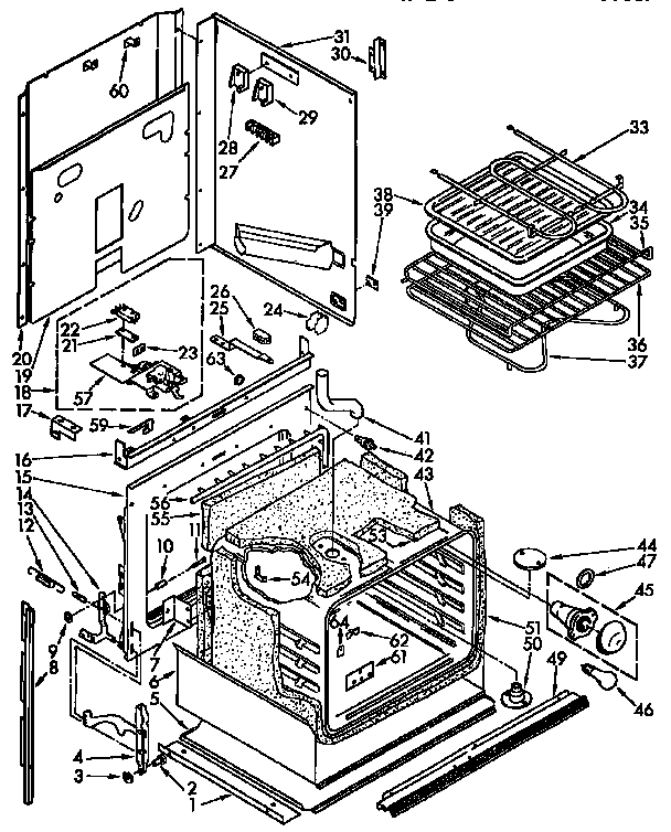 Upper oven parts