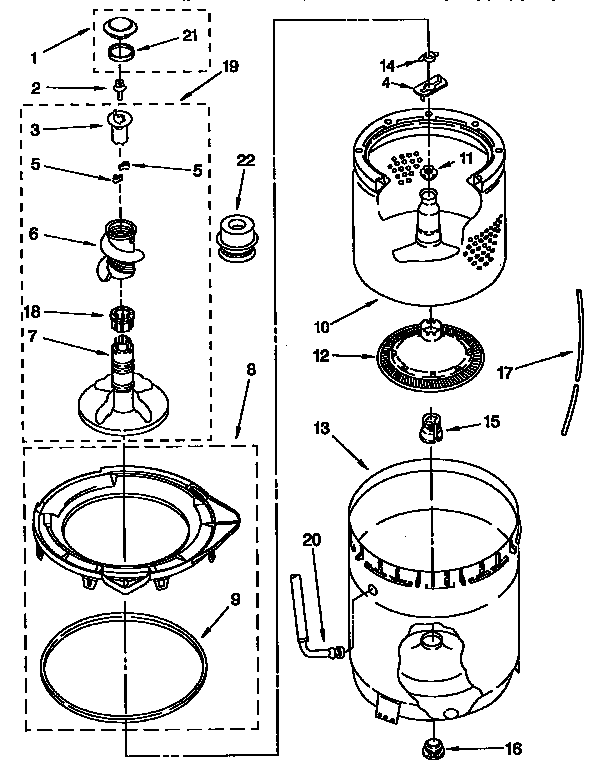 Agitator, basket and tub parts