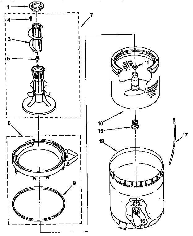 Agitator, basket and tub parts