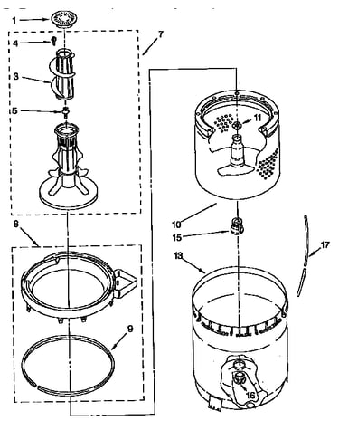 Agitator, basket and tub parts
