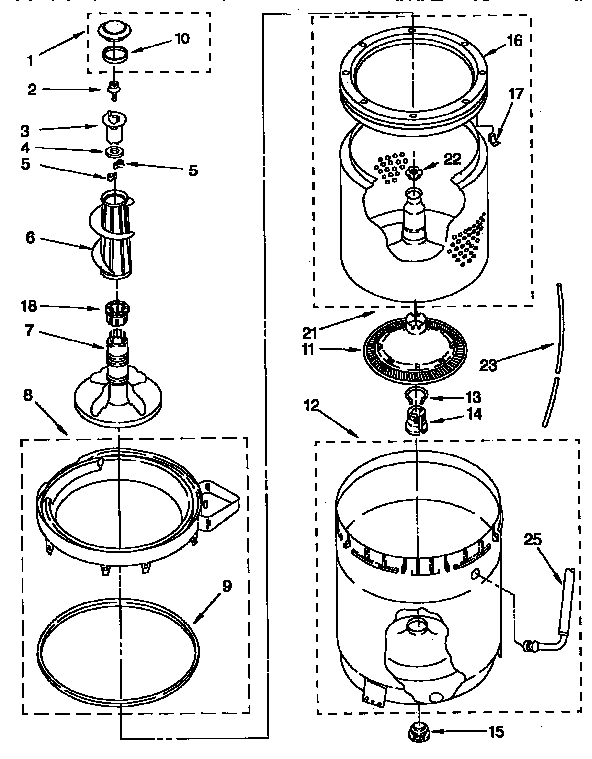 Agitator, basket and tub parts
