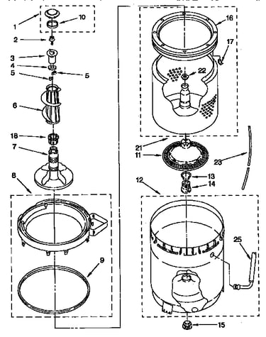 Agitator, basket and tub parts