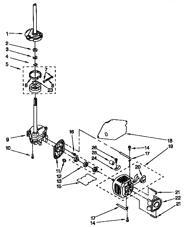 Brake, clutch, gearcase, motor and pump parts