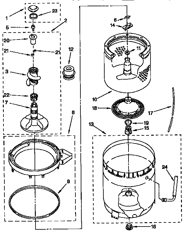 AGITATOR, BASKET AND TUB PARTS