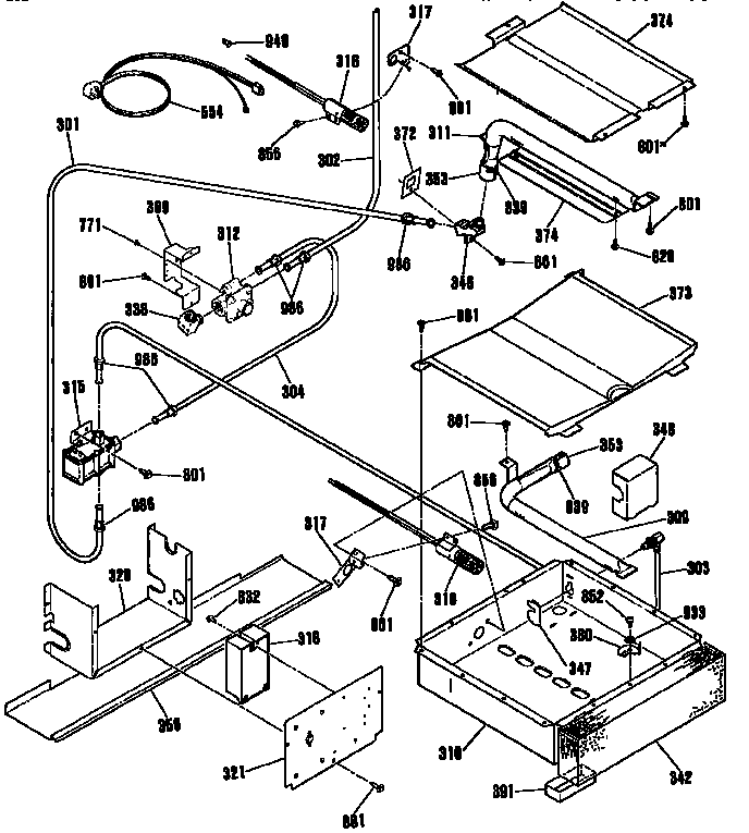 Broiler and oven burner section
