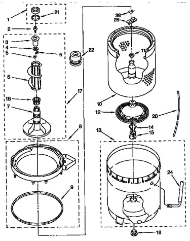 Agitator, basket and tub parts