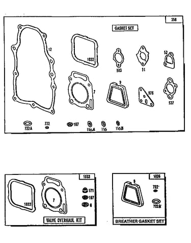 Gasket/breather gasket set and valve overhaul kit
