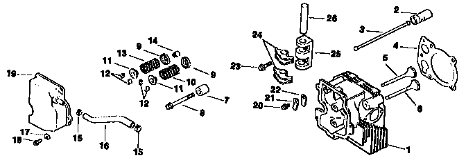 Cylinder head, valve and breather