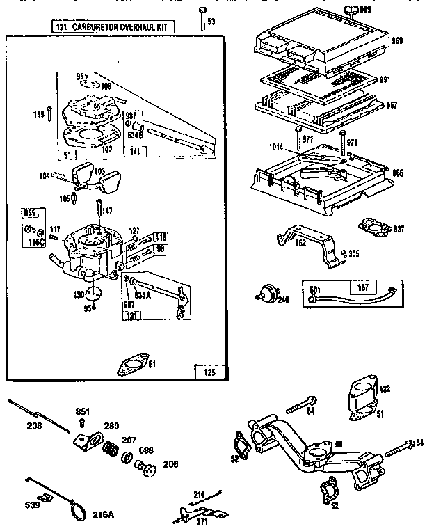 Carburetor and air cleaner assembly