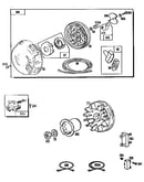 Rewind starter and flywheel assembly