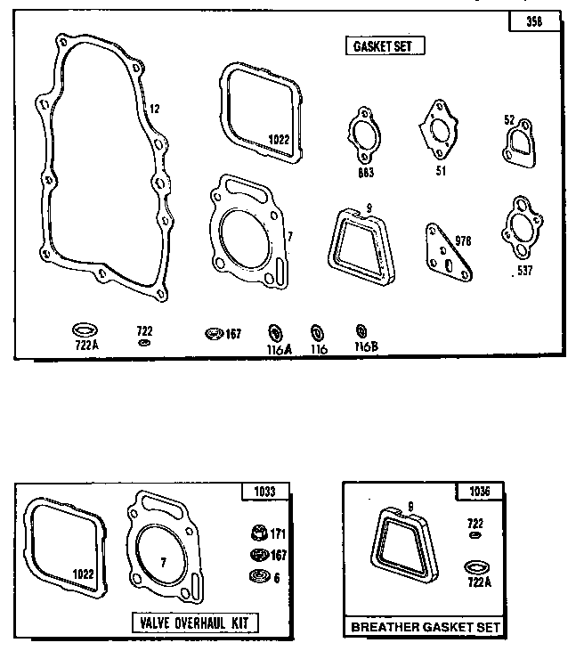 Gasket set and valve overhaul kit