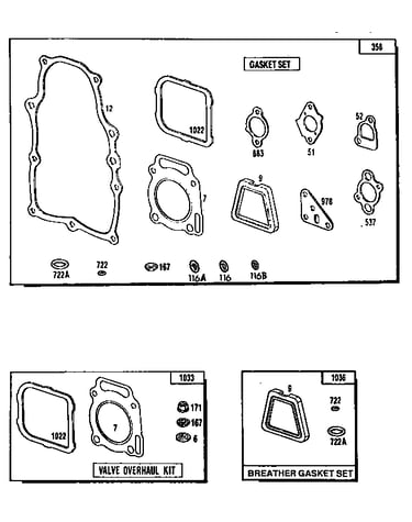 Gasket set and valve overhaul kit