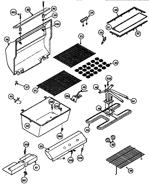 Grill and burner section