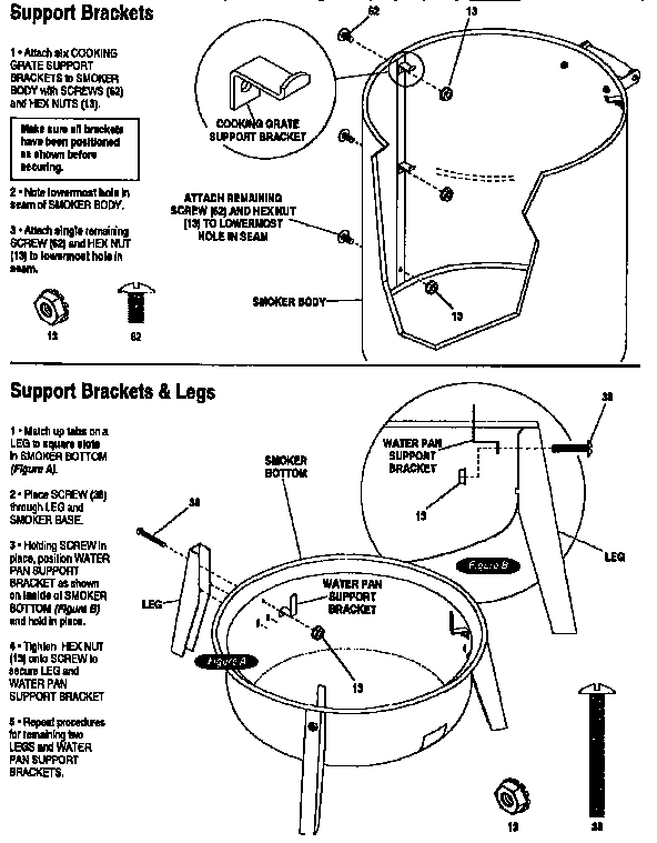 Support brackets and support brackets and legs