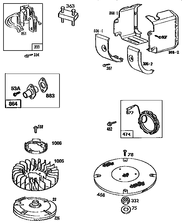 Flywheel assembly and blower housing