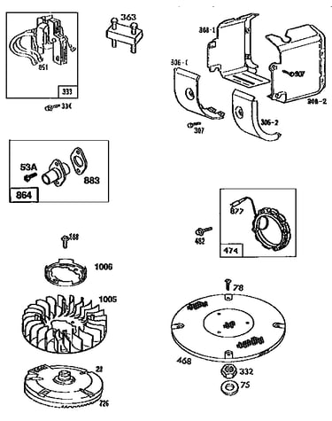 Flywheel assembly and blower housing