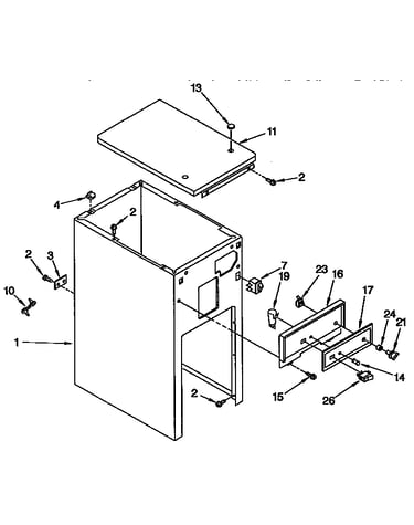 Cabinet and control parts