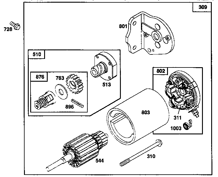 Motor and drive assembly