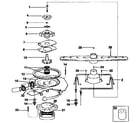Kenmore 5871504190 motor, heater and spray arm parts diagram