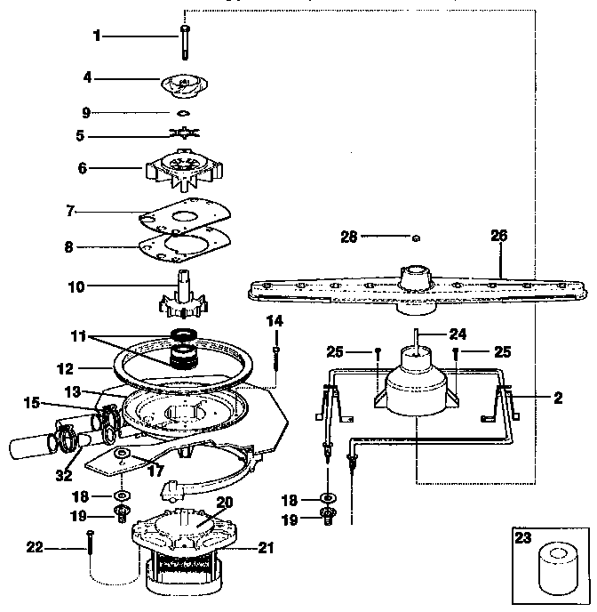 Motor, heater and spray arm parts