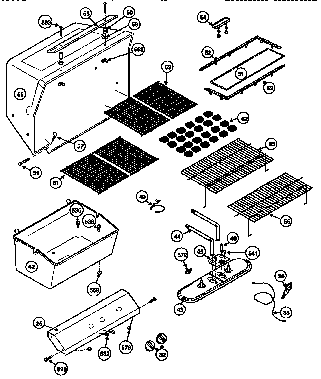 Grill and burner section