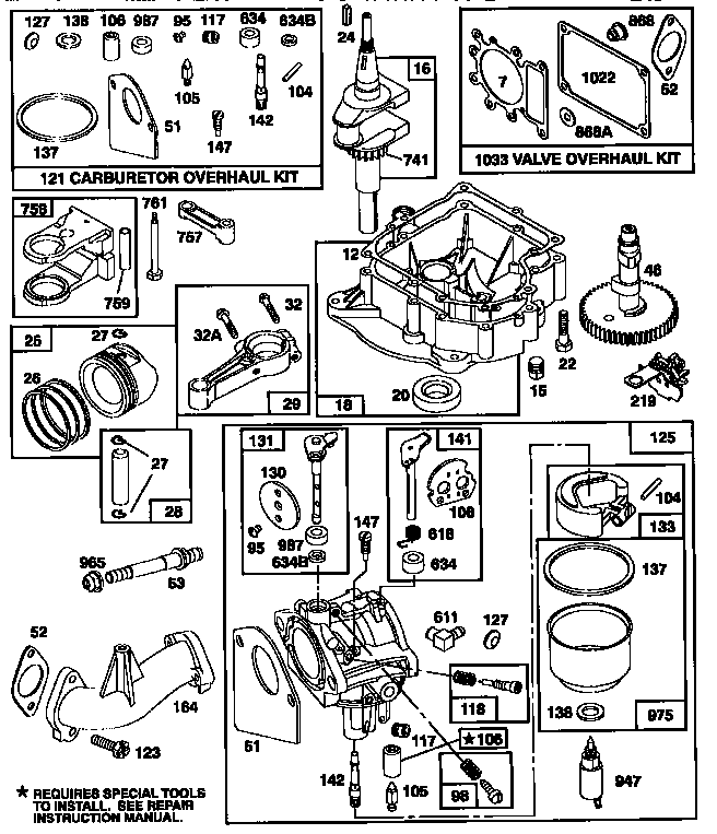 Carburetor and base engine assembly
